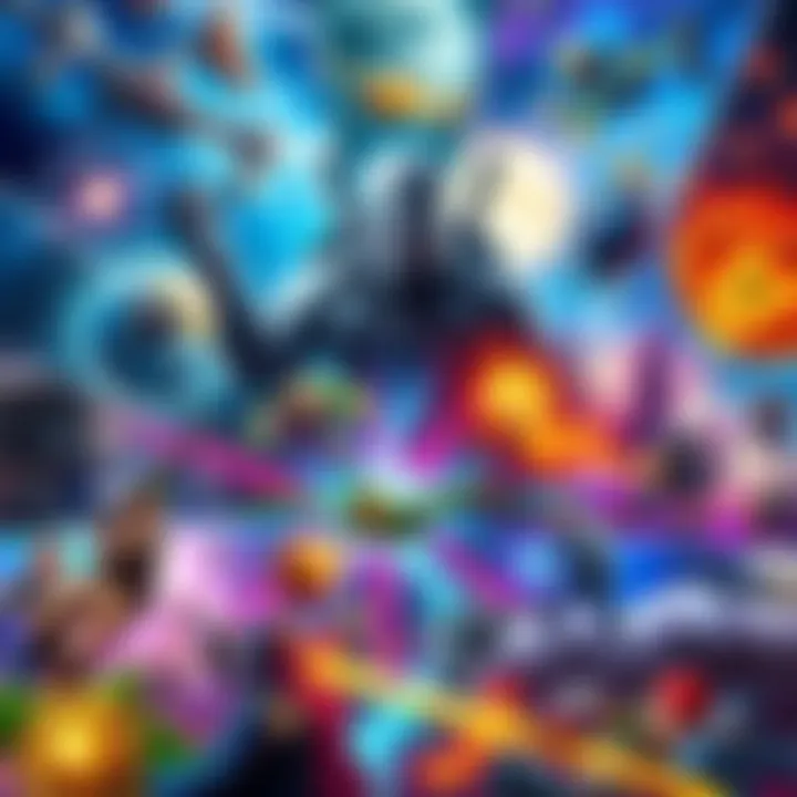 A vibrant mix of video game scenes showcasing diverse art styles, characters, and environments