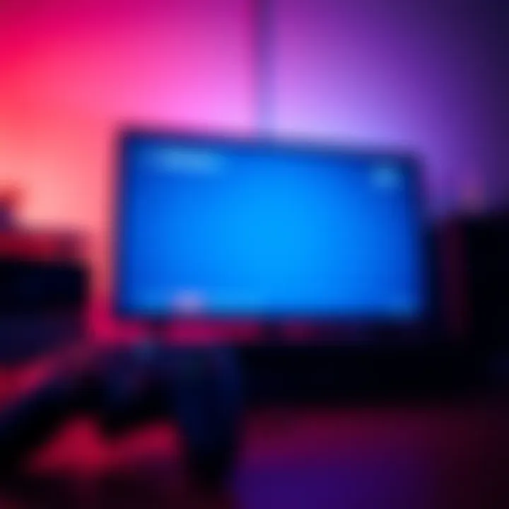 Video game console with no internet A video game console connected to a TV, with a controller beside it, showing a game screen without internet access.
