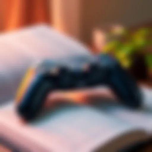 A video game controller resting on an open storybook, symbolizing games with strong narratives.