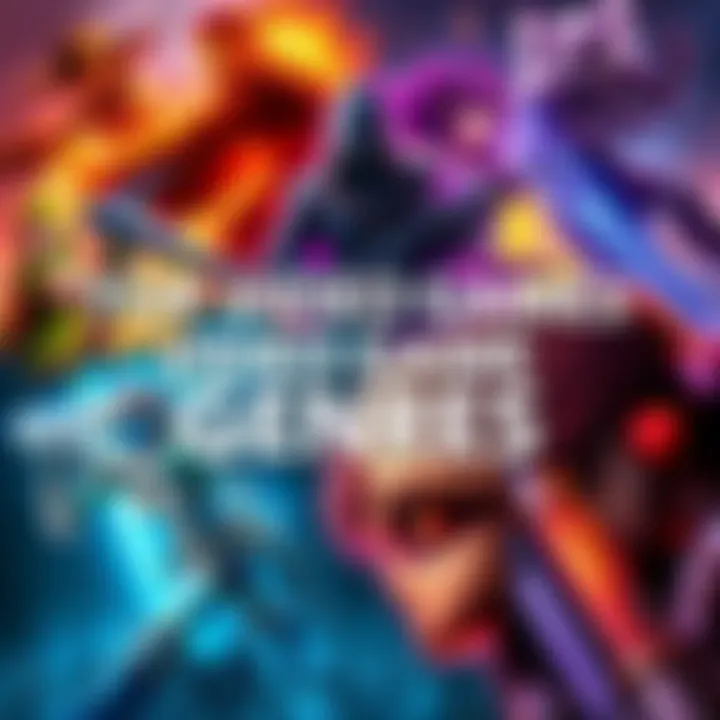 A collage showcasing various video game genres including Hack and Slash, RPGs, and FPS with vibrant graphics and characters