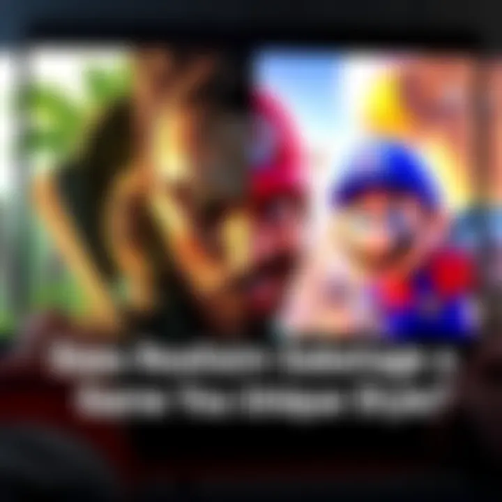 Video game graphics comparison A split-screen showing realistic graphics on one side and cartoonish art style on the other, illustrating the contrast between styles in video games.