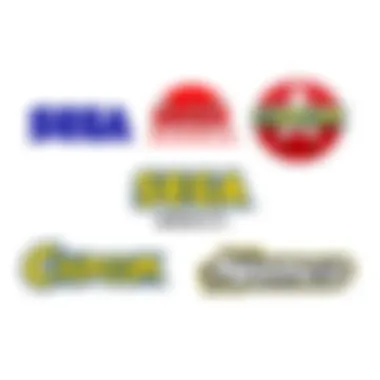 Logos of SEGA, Capcom, and Bandai Namco highlighting their famous games from the 90s and early 2000s