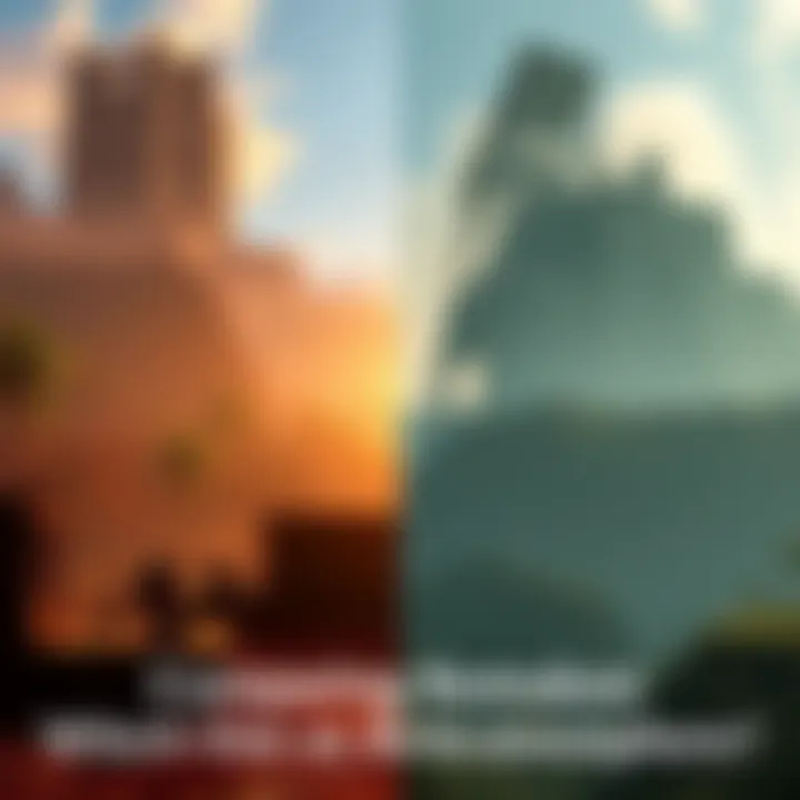 Video Game Remakes Comparison A side-by-side view of two different video game remakes showcasing their environments and graphics