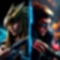 A split screen showing classic and modern versions of iconic video game characters from series like Final Fantasy and Resident Evil