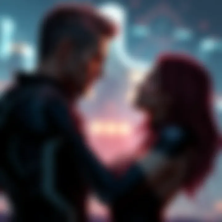 Video game characters in a romantic scene Ashley and Liara from Mass Effect sharing a tender moment