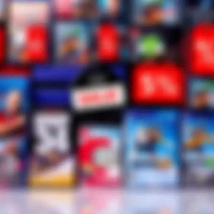 Video game sales and discounts A collage of video game boxes with sale tags and discount symbols