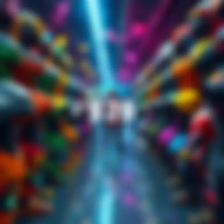 Collection of colorful video game skins A display showcasing over 20 vibrant video game skins available for purchase, emphasizing the great value of $20.