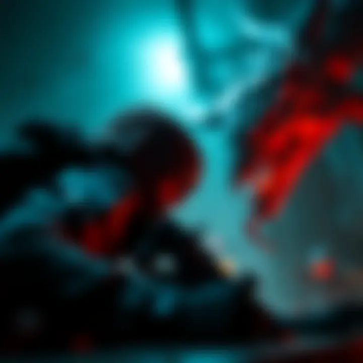 A video game character hiding from a monster in a dark environment, showcasing stealth mechanics in gameplay
