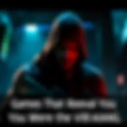 A player character in a game, shrouded in shadows, holding a weapon with a surprised expression, hinting at their role as a hidden villain.