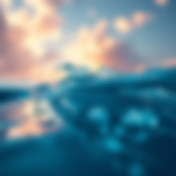Video game water physics A scene showcasing realistic water physics in a video game, featuring waves and reflections