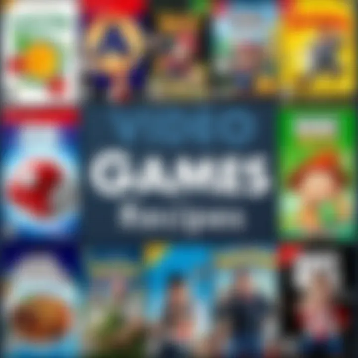 A collage of various video game covers featuring culinary elements and recipes