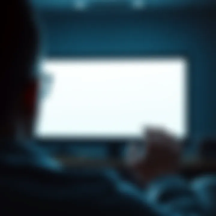 A frustrated person looking at a blank screen while trying to load a video.