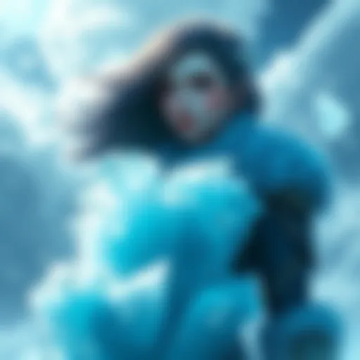 Viessa surrounded by a glacial cloud, showcasing her new abilities and options