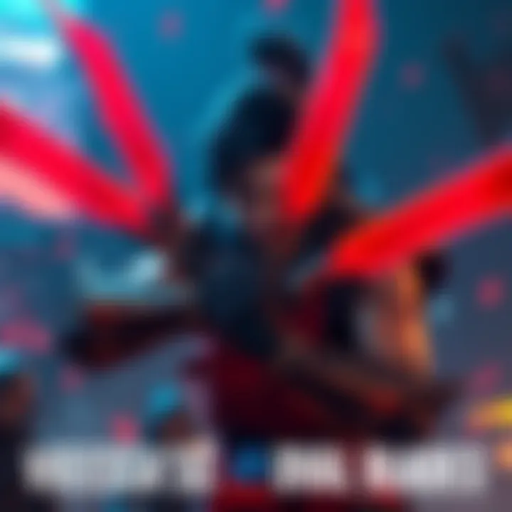 Viessa's Scarlet Dual Blades in Action A character holding Viessa's scarlet dual blades, ready for combat in MK11, showcasing their sharp design and vibrant colors.