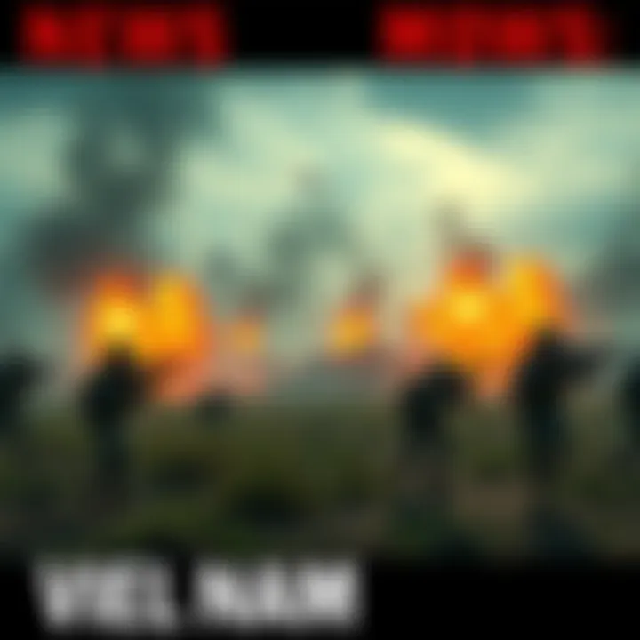 Vietnam War Battlefield A scene depicting an intense Vietnam War battle with soldiers in combat and realistic environments.