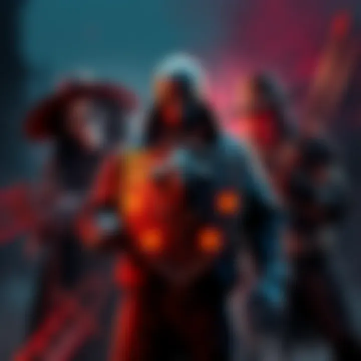 Character Vigil with a shield, surrounded by Ghostface and Freddy, showing reduced status effects in a gaming scene