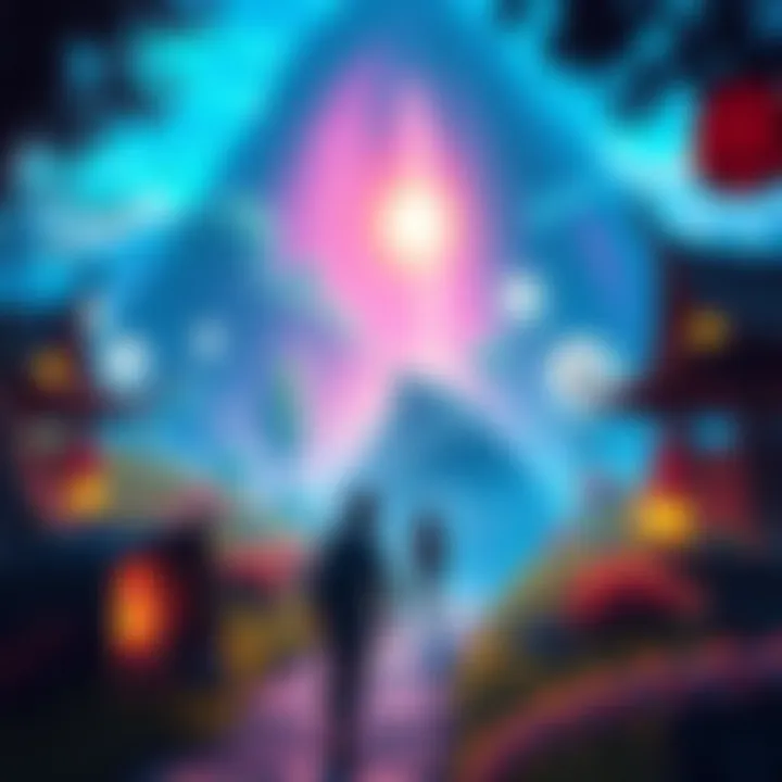 A vibrant in-game scene from Village showcasing players exploring a rich environment filled with unique gameplay features.