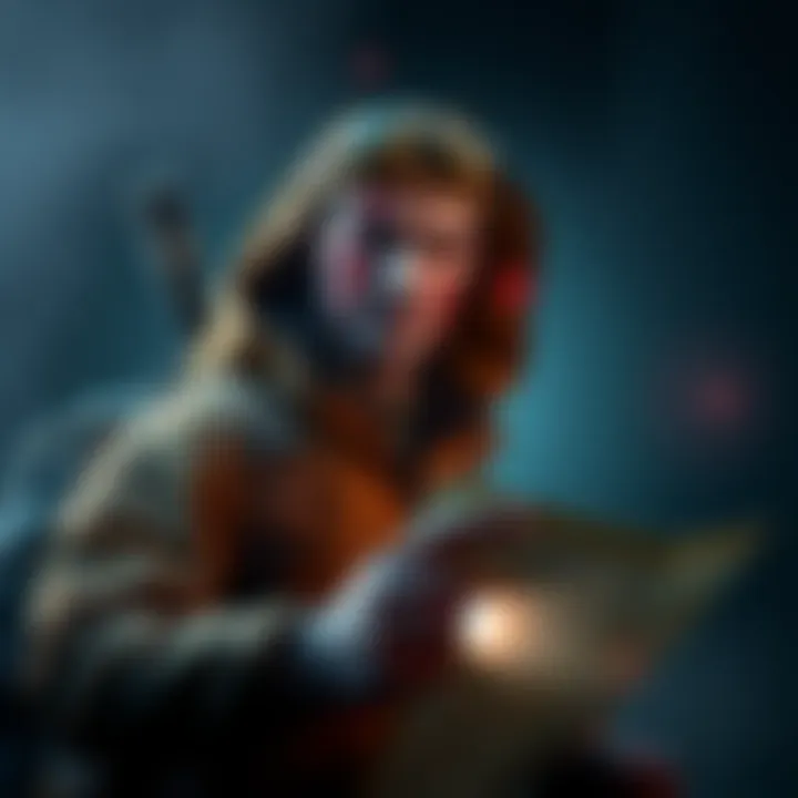 A villainous character wearing survival gear, looking determined while holding a map and a flashlight, ready for adventure.