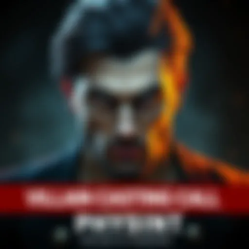 A character resembling a Mads Mikkelsen-like villain from Kojima's Physint with intense expression and dark attire