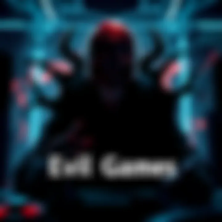 A dark character surrounded by shadows in a gaming environment, representing an evil persona