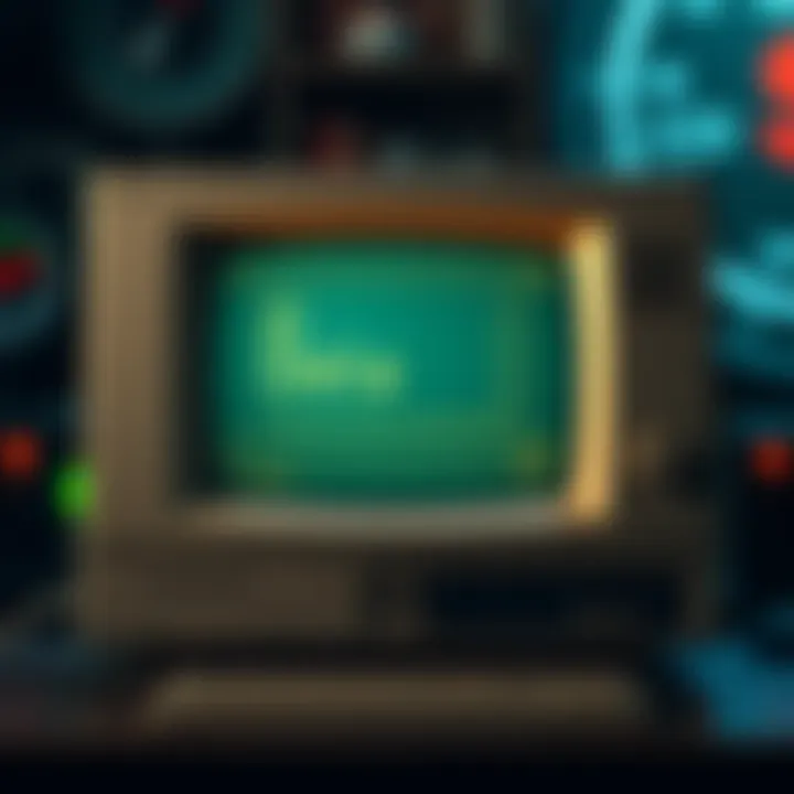 A vintage computer displaying the Beta Code U3 on the screen with nostalgic graphics