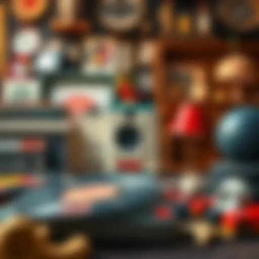 A collection of classic items including vinyl records, retro toys, and antique furniture, showcasing their charm and appeal, reflecting timeless style