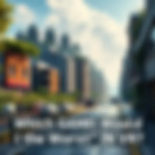A scenic view depicting a virtual reality game environment, highlighting nature and urban areas, with hints of unpleasant odors like garbage or animal waste.