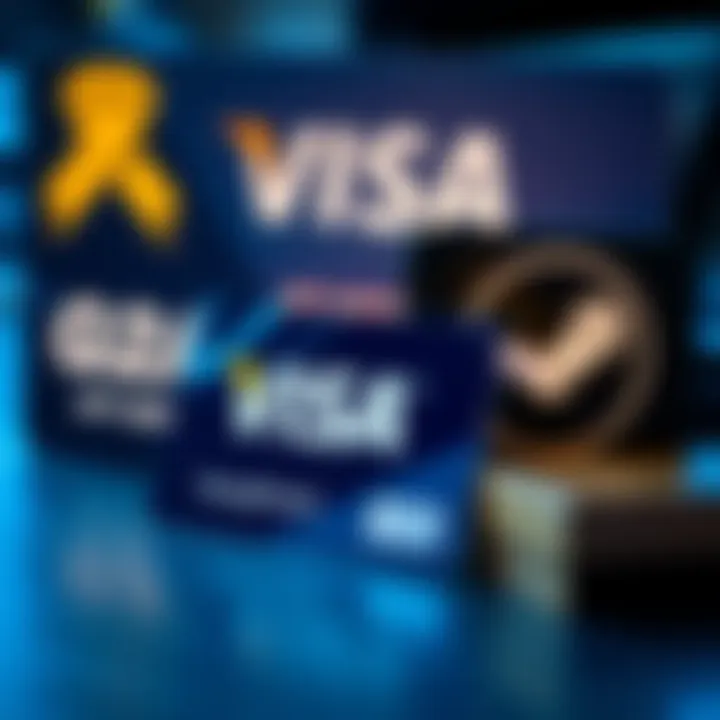 A VISA gift card placed next to logos of G2A and Steam, indicating online shopping options