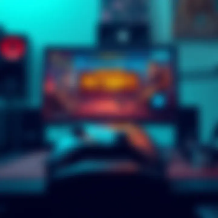 A gaming setup featuring a controller, headset, and monitor displaying a multiplayer gaming scene with VMP build strategies.