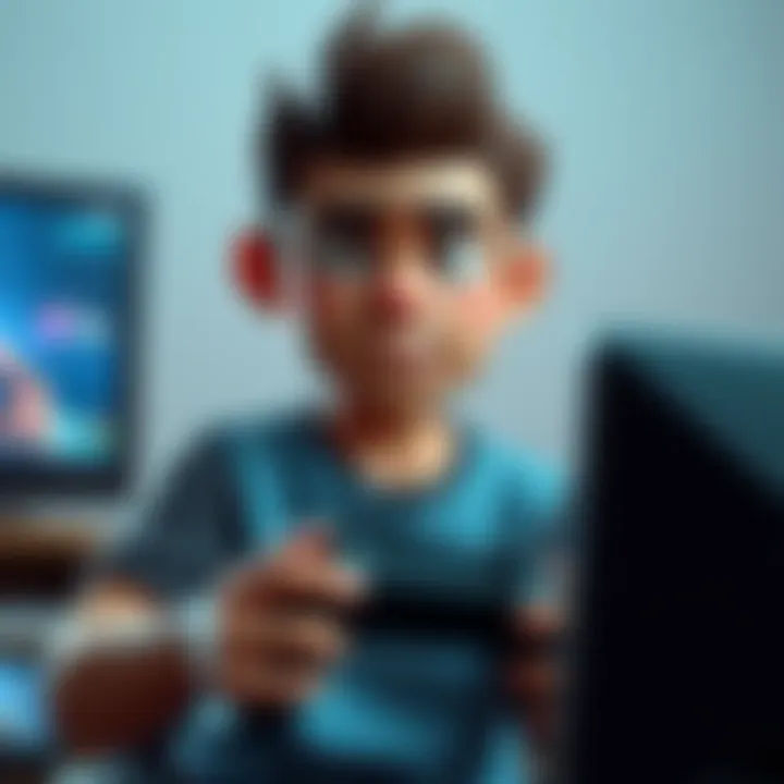 A character from a video game with a confused expression, holding a game controller while sitting in front of a TV.