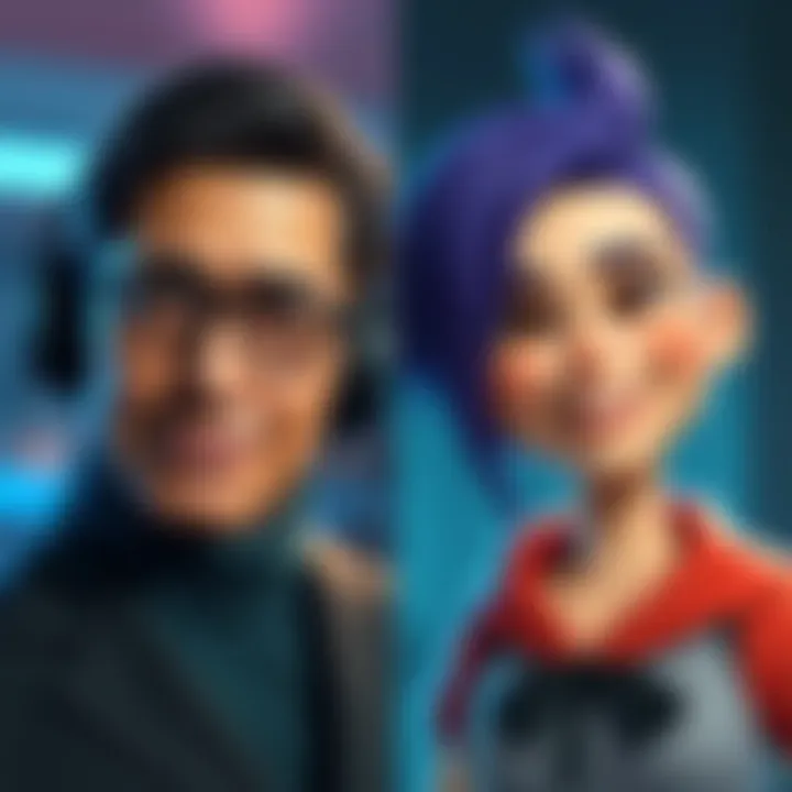 Comparison of a game voice actor with their animated character, showing striking similarities in appearance.