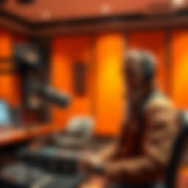 Voice Actor in Recording Studio Voice actor Michael Antonakos discussing recording challenges in a studio setting