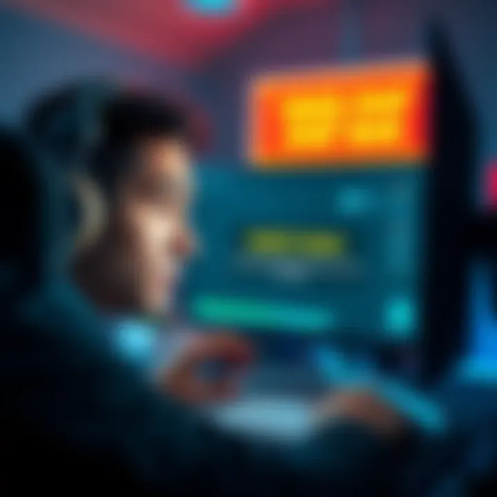 A person looking at a computer screen with a notification about a voice chat ban, showing a concerned expression.