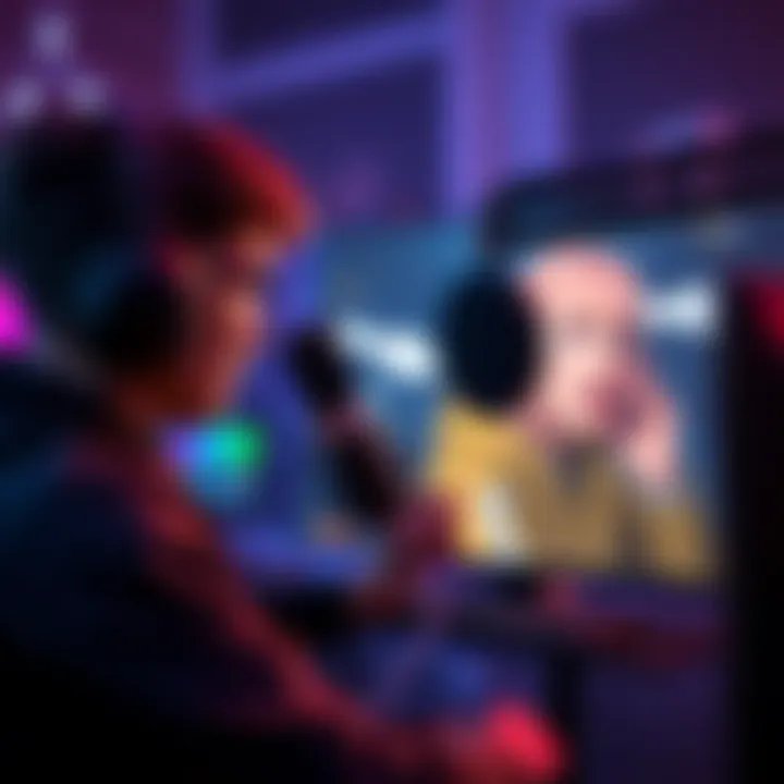 A player recording their voice to create a custom character for a video game