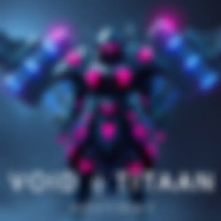 Void Titan Build Guide A powerful Void Titan character showcasing the Behemoth build in Destiny 2, ready for battle with energy shields activated and a dark cosmic background.