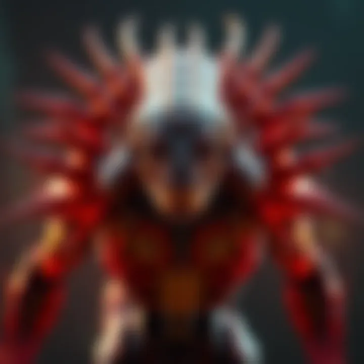 A Volatile creature showcasing ribs protruding from its torso, emphasizing its unique design and potential evolutionary traits.