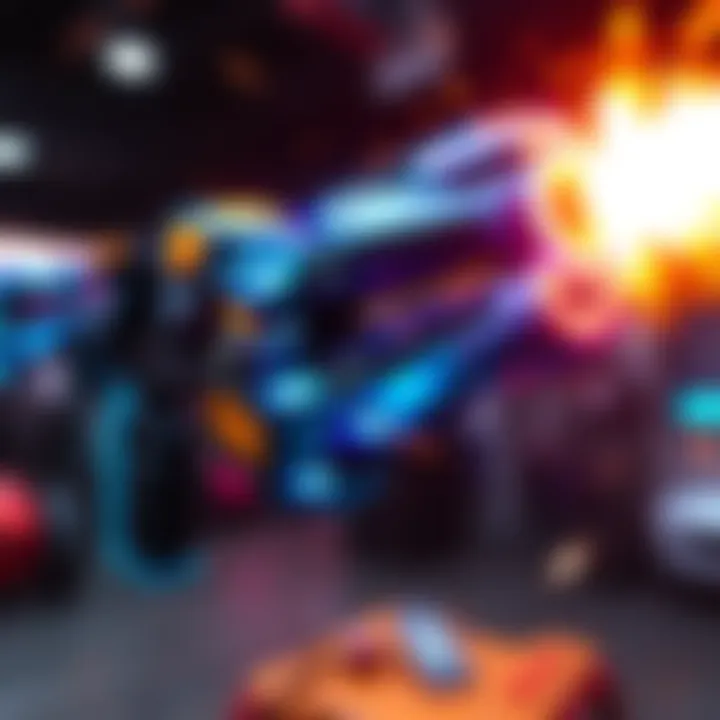 A close-up view of a Volt Weapon being fired in a gaming environment, showcasing its unique design and effects during combat.