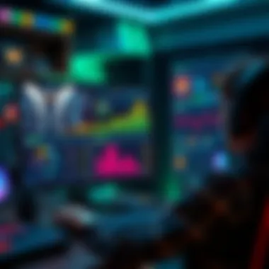 A player analyzing their Voltaic Rank and in-game performance stats on a computer screen, with a gaming setup in the background.