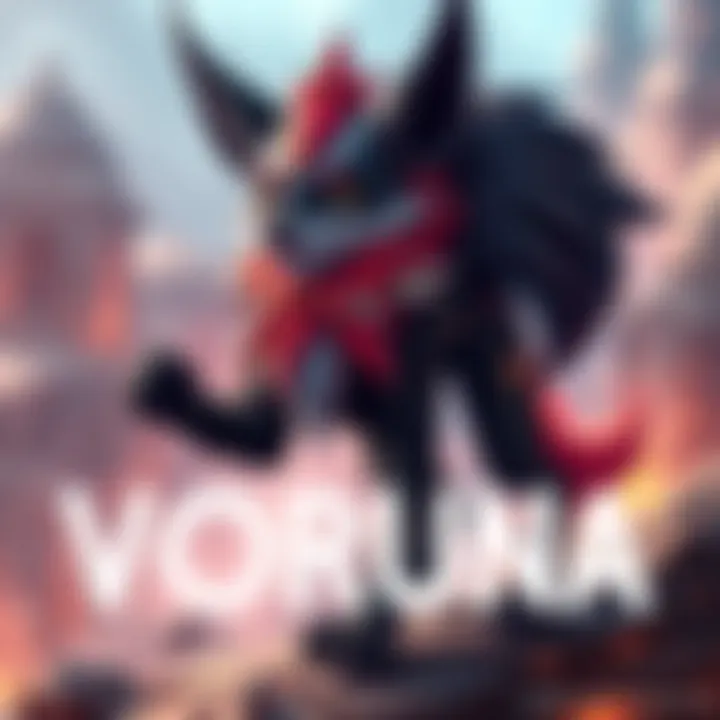 Voruna, now a quadruped character, showcasing a sleek design with vibrant colors and detailed fur, set against a dynamic background that highlights its new form.