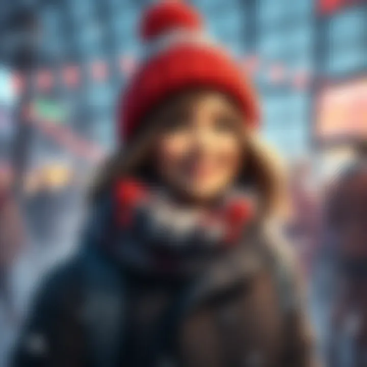 A vibrant promotional graphic featuring Jean, inviting people to vote and participate in the Winterverse event with festive winter elements