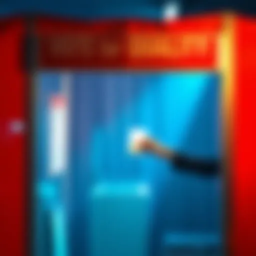 A person casting their vote at a contest booth, highlighting an important entry for quality work