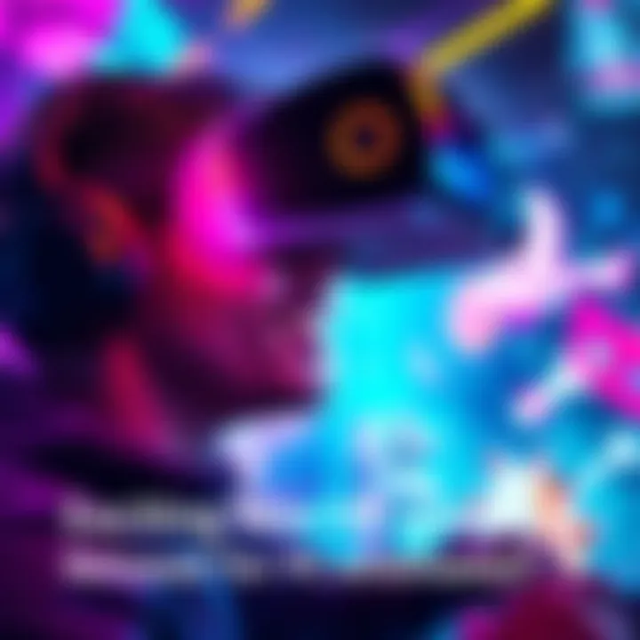 VR gaming update A player wearing a VR headset immersed in an exciting virtual environment with vibrant graphics