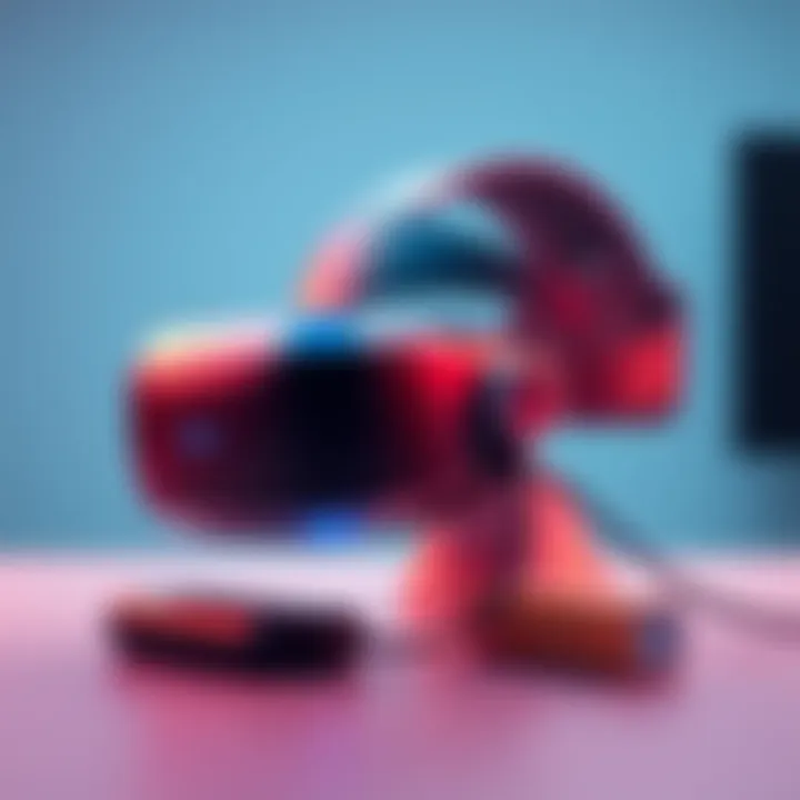 VR headset with external powerbank A VR headset connected to a small external powerbank, illustrating how the power source improves playtime without adding bulk to the headset.