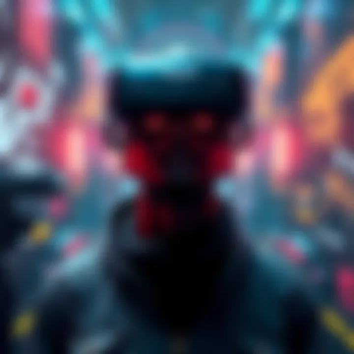 A person using a VR headset while playing the Metro game series, surrounded by immersive graphics from the game.
