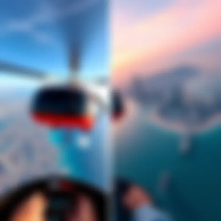 Comparison of VR and real-world images A side-by-side view showing a virtual reality image from MSFS 2024 next to an actual photo from an air taxi ride in Puerto Rico, highlighting differences in realism.