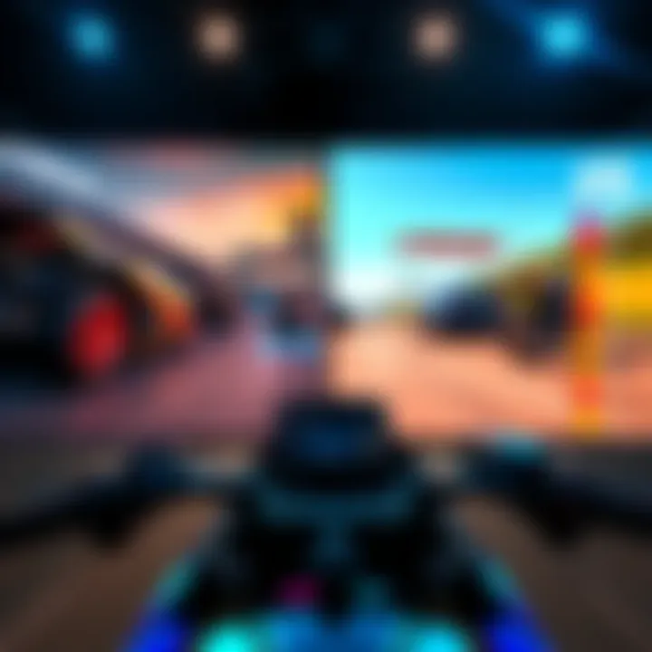 A split-screen view showing VRider SBK alongside other racing games, highlighting graphics and performance metrics.