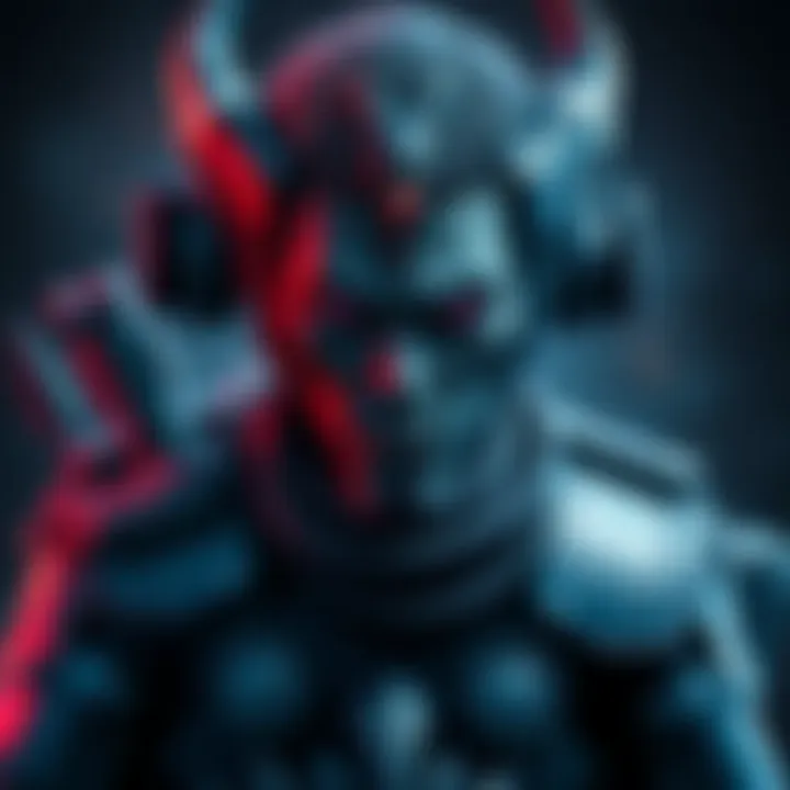 A powerful Vulcan character equipped with various combat mods, showcasing its combat readiness against enemies.