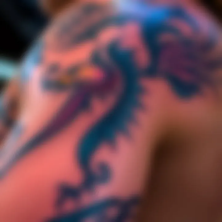 A close-up of a beautiful vyke tattoo on a person's arm, featuring intricate designs and vibrant colors.