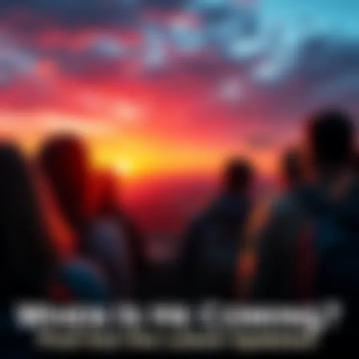 People eagerly looking towards the horizon, anticipating someone’s arrival