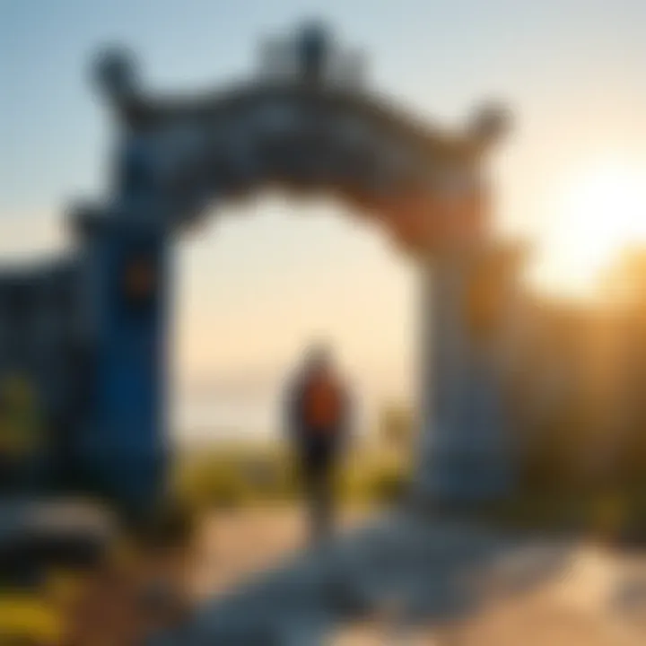 A person walking around The Blue Gate, avoiding detection while enjoying the views of nature.